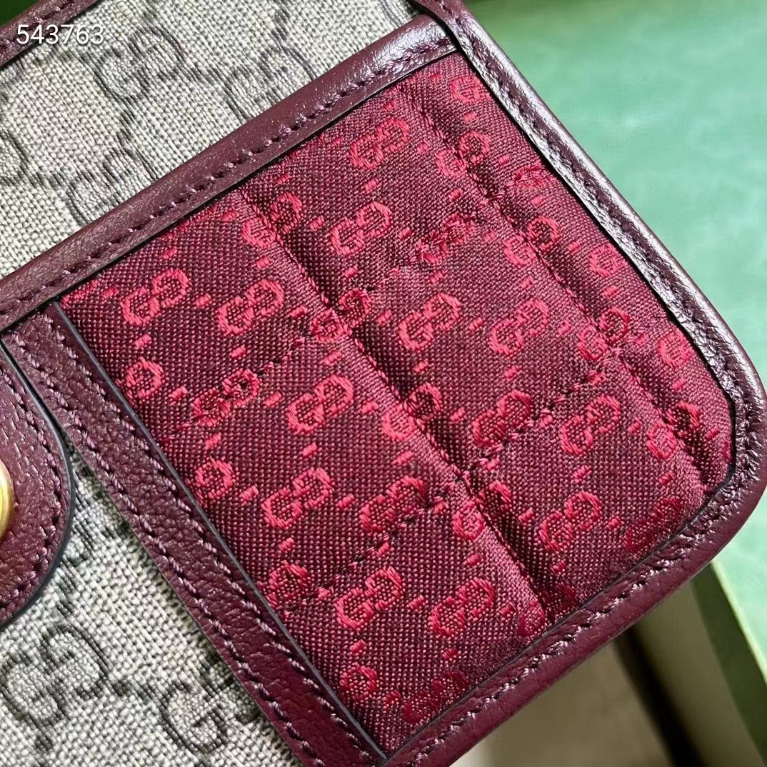 Gucci Unisex Mini GG Canvas Shoulder Bag Burgundy Quilted Beige Ebony Supreme Double G (11)