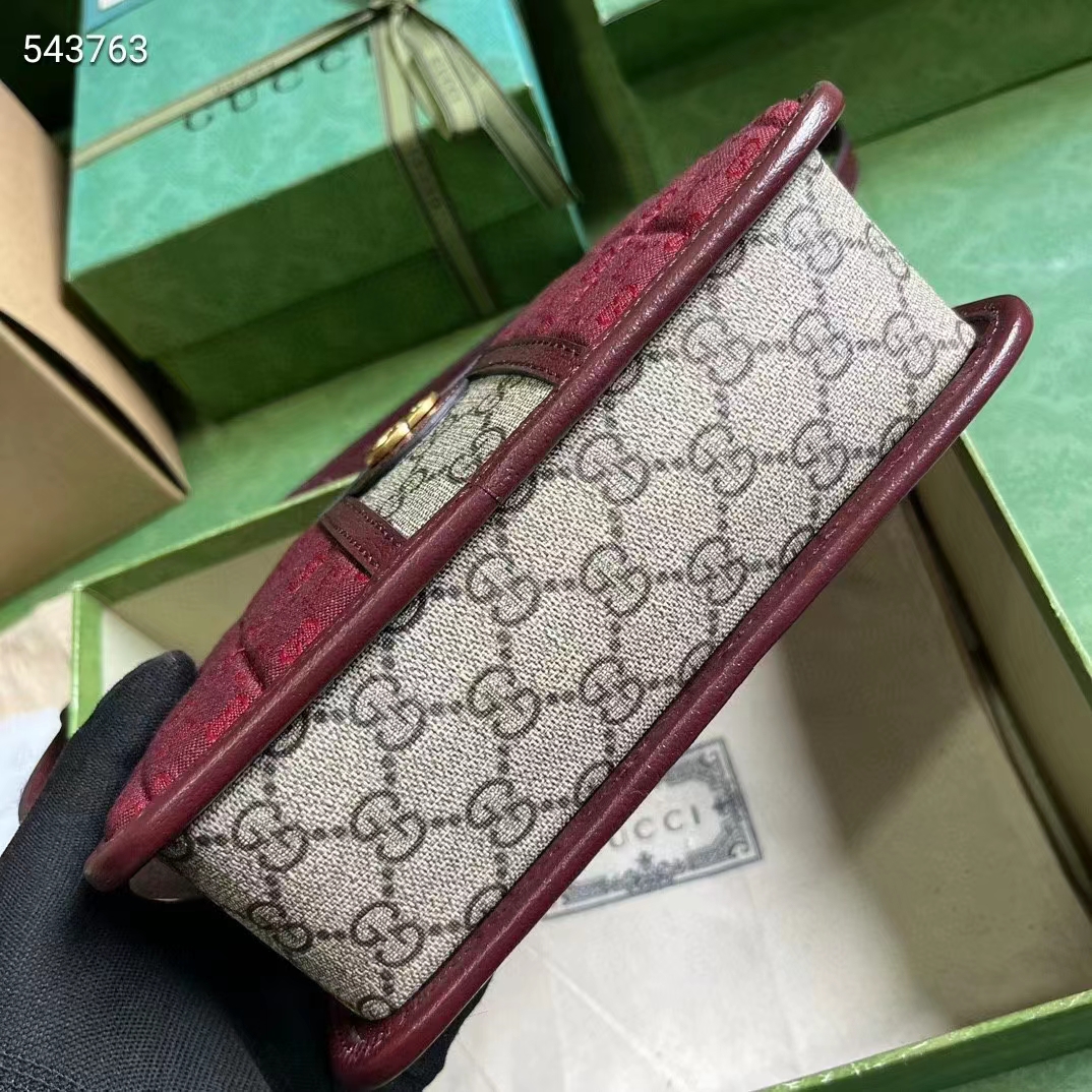 Gucci Unisex Mini GG Canvas Shoulder Bag Burgundy Quilted Beige Ebony Supreme Double G (2)