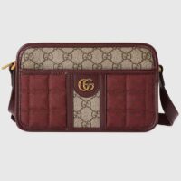 Gucci Unisex Mini GG Canvas Shoulder Bag Burgundy Quilted Beige Ebony Supreme Double G (6)