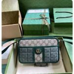 Gucci Unisex Mini GG Canvas Shoulder Bag Green Quilted Beige Ebony Supreme Double G - Image 2