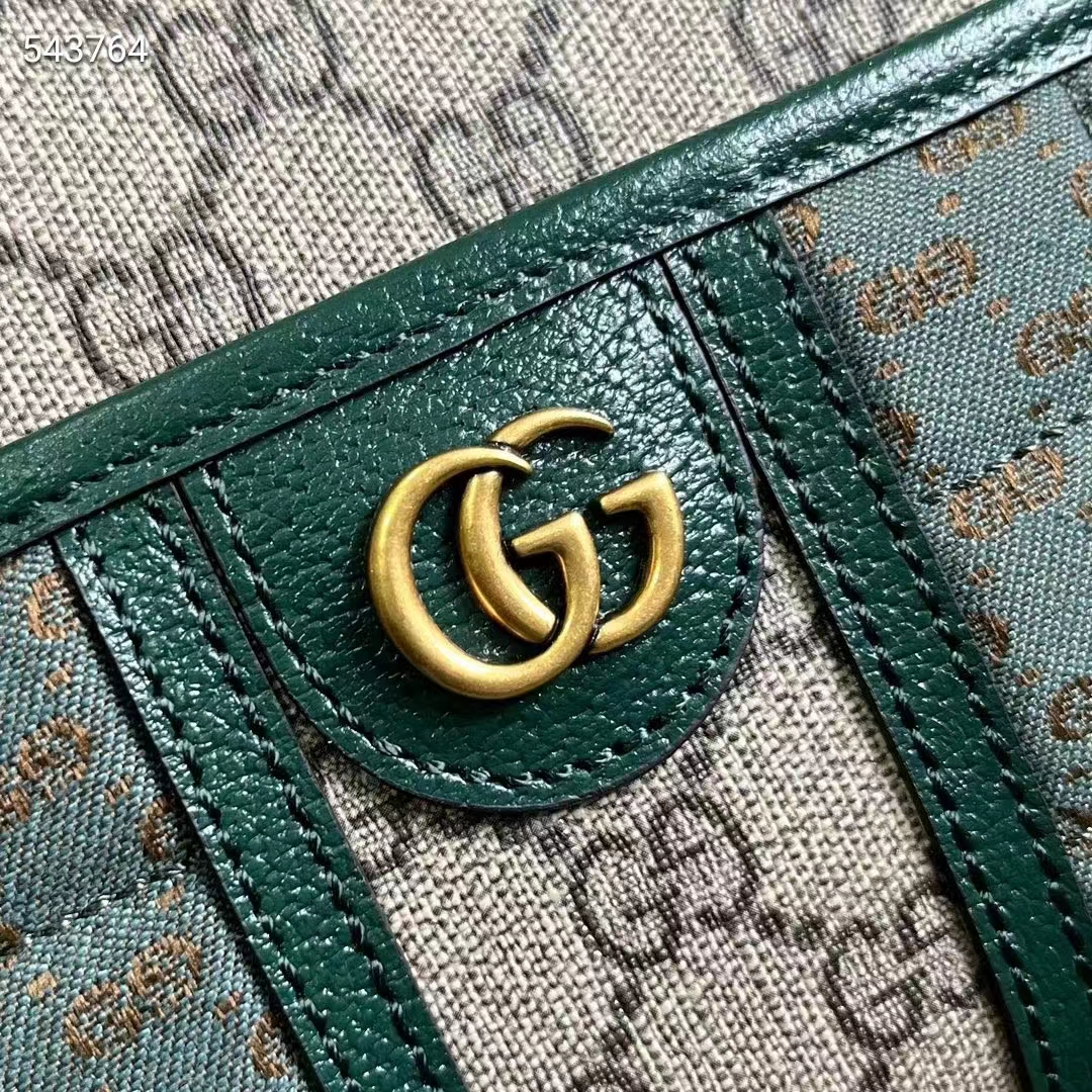Gucci Unisex Mini GG Canvas Shoulder Bag Green Quilted Beige Ebony Supreme Double G (11)