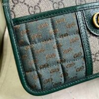 Gucci Unisex Mini GG Canvas Shoulder Bag Green Quilted Beige Ebony Supreme Double G (8)