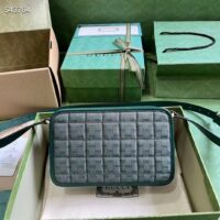 Gucci Unisex Mini GG Canvas Shoulder Bag Green Quilted Beige Ebony Supreme Double G (8)