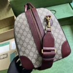 Gucci Unisex Mini GG Canvas Small Duffle Bag Burgundy Quilted Beige Ebony Supreme Canvas - immagine 7