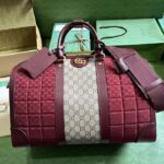 Gucci Unisex Mini GG Canvas Small Duffle Bag Burgundy Quilted Beige Ebony Supreme Canvas - immagine 2