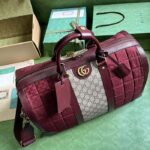 Gucci Unisex Mini GG Canvas Small Duffle Bag Burgundy Quilted Beige Ebony Supreme Canvas - immagine 5