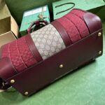 Gucci Unisex Mini GG Canvas Small Duffle Bag Burgundy Quilted Beige Ebony Supreme Canvas - immagine 6