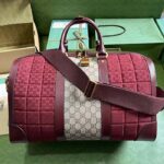 Gucci Unisex Mini GG Canvas Small Duffle Bag Burgundy Quilted Beige Ebony Supreme Canvas - immagine 3