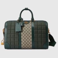 Gucci Unisex Mini GG Canvas Small Duffle Bag Green Quilted Beige Ebony Supreme Canvas (10)