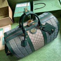 Gucci Unisex Mini GG Canvas Small Duffle Bag Green Quilted Beige Ebony Supreme Canvas (10)