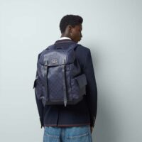 Gucci Unisex Ophidia GG Medium Backpack Blue Black GG Supreme Canvas Double G (2)