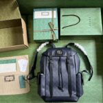 Gucci Unisex Ophidia GG Medium Backpack Blue Black GG Supreme Canvas Double G – Image 6