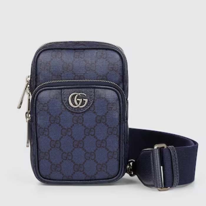Gucci Unisex Ophidia GG Mini Bag Blue Dark Blue GG Supreme Canvas Double G