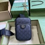Gucci Unisex Ophidia GG Mini Bag Blue Dark Blue GG Supreme Canvas Double G – Image 2