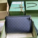 Gucci Unisex Ophidia GG Pouch Blue Dark Blue GG Supreme Canvas Double G – Image 3