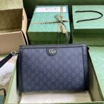 Gucci Unisex Ophidia GG Pouch Blue Dark Blue GG Supreme Canvas Double G – Image 2