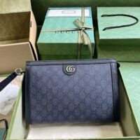 Gucci Unisex Ophidia GG Pouch Blue Dark Blue GG Supreme Canvas Double G (1)