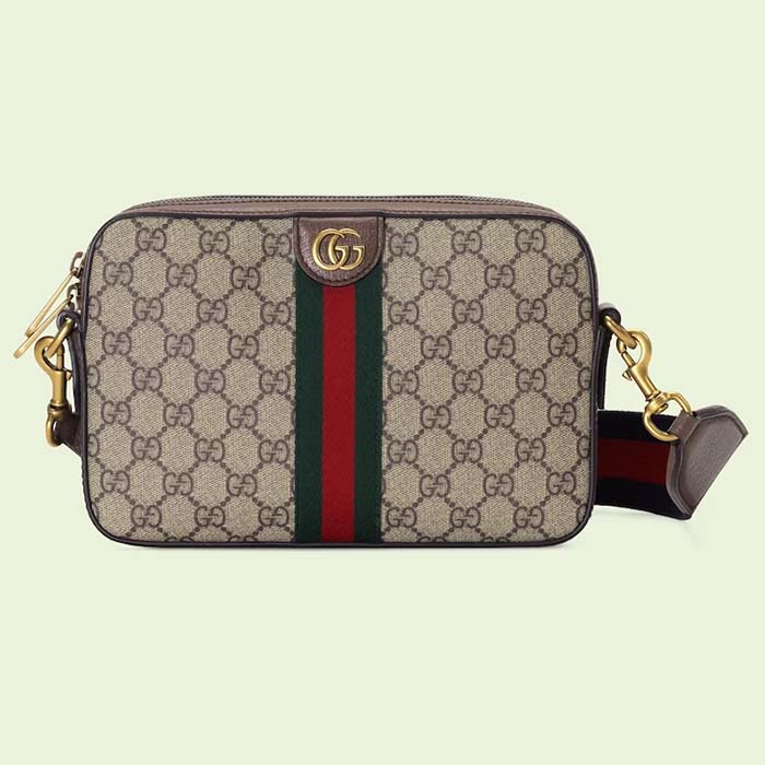 Gucci Unisex Ophidia GG Shoulder Bag Beige Ebony GG Supreme Canvas Double G