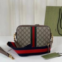 Gucci Unisex Ophidia GG Shoulder Bag Beige Ebony GG Supreme Canvas Double G (12)