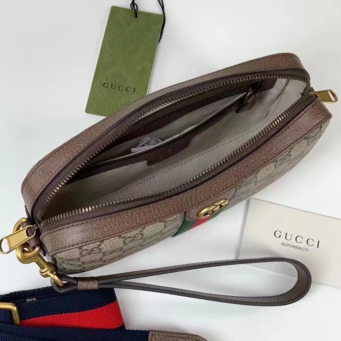 Gucci Unisex Ophidia GG Shoulder Bag Beige Ebony GG Supreme Canvas Double G (5)