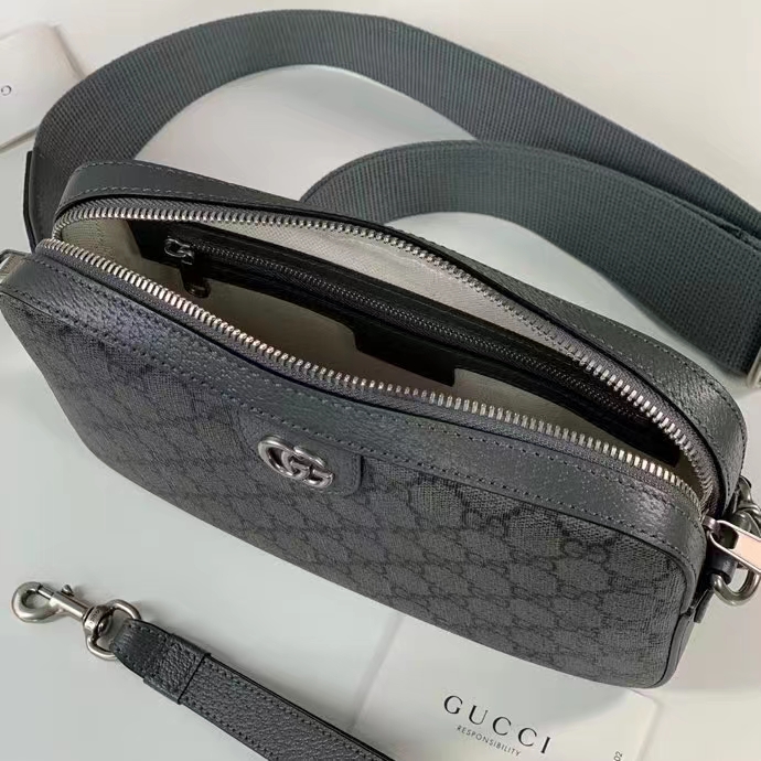 Gucci Unisex Ophidia GG Shoulder Bag Grey Black GG Supreme Canvas Double G (2)