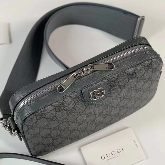 Gucci Unisex Ophidia GG Shoulder Bag Grey Black GG Supreme Canvas Double G (3)