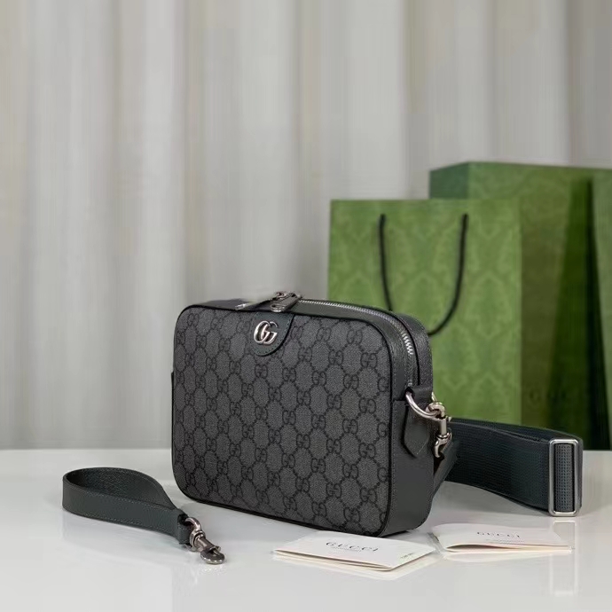 Gucci Unisex Ophidia GG Shoulder Bag Grey Black GG Supreme Canvas Double G (5)