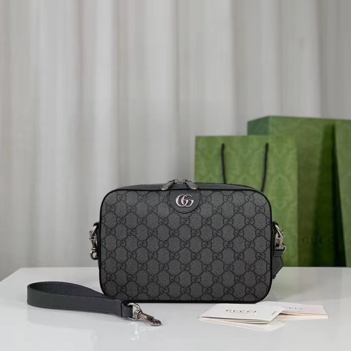 Gucci Unisex Ophidia GG Shoulder Bag Grey Black GG Supreme Canvas Double G (7)