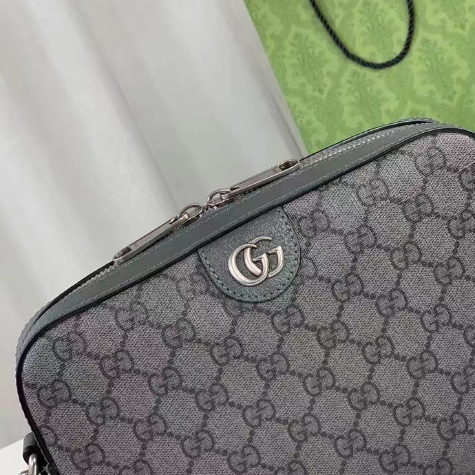 Gucci Unisex Ophidia GG Shoulder Bag Grey Black GG Supreme Canvas Double G (8)