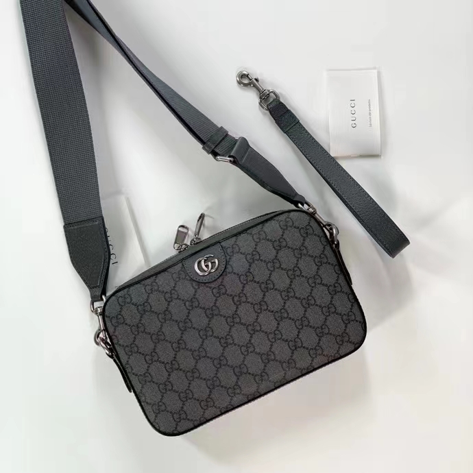 Gucci Unisex Ophidia GG Shoulder Bag Grey Black GG Supreme Canvas Double G (9)