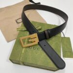 Gucci Unisex Reversible Belt Square G Buckle Black Leather Reverses Brown Leather - Bild 3