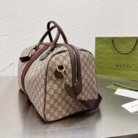 Gucci Unisex Savoy Medium Duffle Bag Beige Ebony GG Supreme Canvas Double G (4)
