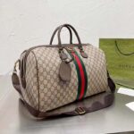 Gucci Unisex Savoy Medium Duffle Bag Beige Ebony GG Supreme Canvas Double G - Image 4