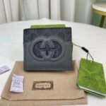 Gucci Unisex Wallet Cut-Out Interlocking G Black Grey GG Supreme Canvas - Bild 2