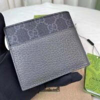 Gucci Unisex Wallet Cut-Out Interlocking G Black Grey GG Supreme Canvas (6)