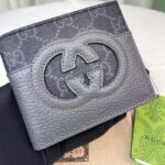 Gucci Unisex Wallet Cut-Out Interlocking G Black Grey GG Supreme Canvas - Bild 3
