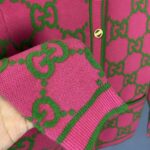 Gucci Women Cotton Silk Blend Cardigan Fuchsia Green Jacquard Crewneck Long Sleeves - Image 10
