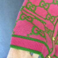 Gucci Women Cotton Silk Blend Cardigan Fuchsia Green Jacquard Crewneck Long Sleeves (9)