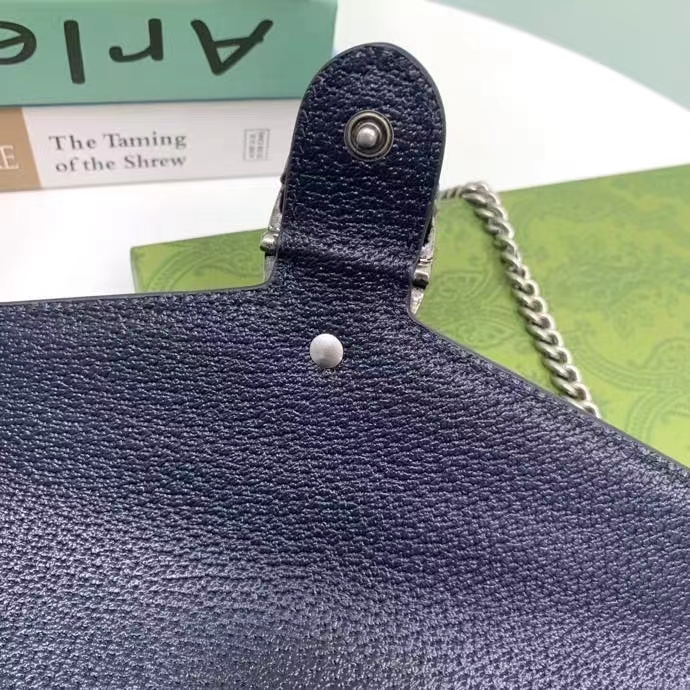 Gucci Women Dionysus GG Mini Chain Wallet Beige Blue GG Supreme Canvas Leather (7)