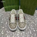 Gucci Unisex GG Ace Sneaker Web Beige Ebony GG Supreme Rubber Low-Heel - Imagen 5