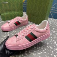 Gucci Women GG Ace Sneaker Web Pink GG Crystal Canvas Rubber Low-Heel (10)