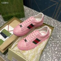 Gucci Women GG Ace Sneaker Web Pink GG Crystal Canvas Rubber Low-Heel (10)