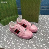 Gucci Women GG Ace Sneaker Web Pink GG Crystal Canvas Rubber Low-Heel (10)