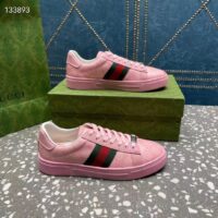 Gucci Women GG Ace Sneaker Web Pink GG Crystal Canvas Rubber Low-Heel (10)