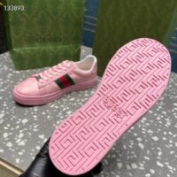 Gucci Women GG Ace Sneaker Web Pink GG Crystal Canvas Rubber Low-Heel (10)