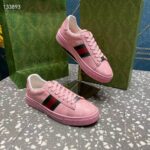 Gucci Women GG Ace Sneaker Web Pink GG Crystal Canvas Rubber Low-Heel – Image 4