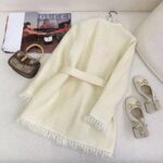 Gucci Women GG Belted Wool Bouclé Jacket White Ribbon Lined Detachable Patch Pockets - Imagen 6