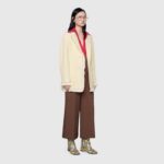 Gucci Women GG Belted Wool Bouclé Jacket White Ribbon Lined Detachable Patch Pockets - Imagen 11