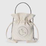 Sac seau Gucci GG Blondie Mini pour femme en cuir blanc avec motif G rond entrelacé