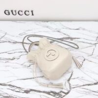 Gucci Women GG Blondie Mini Bucket Bag White Leather Round Interlocking G (1)